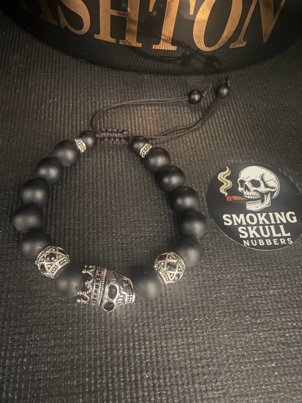 Skeleton King Black Onyx Men's Bracelet Sterling Skull Adjustable